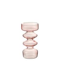 J-Line vaas Luna - glas - roze - small - 14 cm hoog