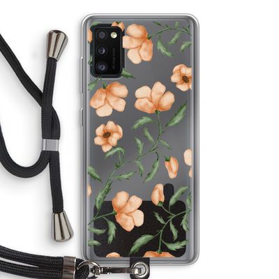 Peachy flowers: Samsung Galaxy A41 Transparant Hoesje met koord
