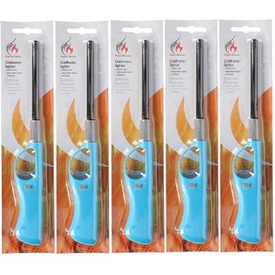 Gasaansteker - 5x - navulbaar - 26 cm - blauw - BBQ aanstekers