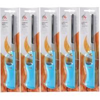 Gasaansteker - 5x - navulbaar - 26 cm - blauw - BBQ aanstekers