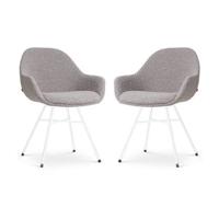 Nolon Noa-Mae Eetkamerstoelen Set van 2 - Bouclé Taupe - Witte Poten