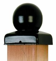 Paal-ornament bol zwart gecoat 71x71 mm - Eurofix