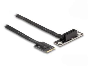 DeLOCK M.2 Key A+E to PCIe x1 NVMe Adapter angled with 20 cm cable controller