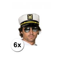 Kapitein pet - 6x - one size - volwassenen - maritiem thema - carnaval