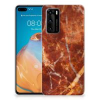 Huawei P40 TPU Siliconen Hoesje Marmer Bruin