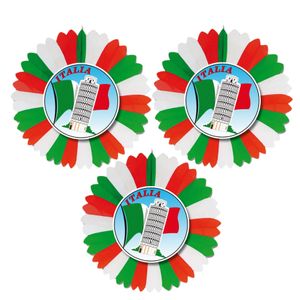 Set van 3x stuks decoratie waaier thema vlag Italie van 60 cm van papier