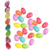 Decoris Paas decoratie paaseieren - 32x stuks - gekleurd met stippen - 5 cm - versiering