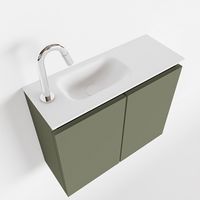 Toiletmeubel Mondiaz Ture | 60 cm | Meubelkleur Army | Eden wastafel Talc Links | 1 kraangat