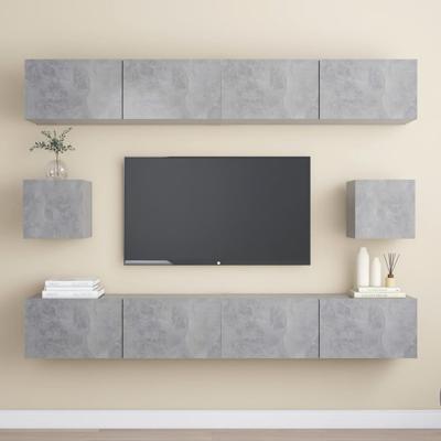 6-delige Tv-meubelset bewerkt hout betongrijs