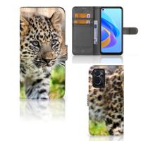 OPPO A76 | A96 | Telefoonhoesje | Met pasjeshouder | Baby Luipaard
