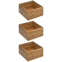 5Five Opberg/sorteer/lade verdelers - bakjes - bamboe - 18 x 18 x 9.5 cm - Set van 3x stuks
