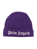 Palm Angels Kids bonnet nervuré à logo brodé - Violet - thumbnail