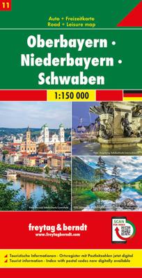 Wegenkaart - landkaart 11 Oberbayern - Niederbayern - Schwaben | Freytag & Berndt