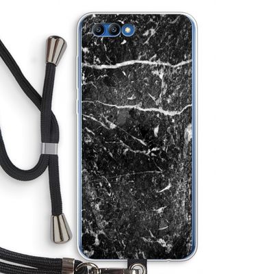 Zwart marmer: Honor 10 Transparant Hoesje met koord