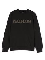 Balmain Kids sweat en coton à logo strassé - Noir