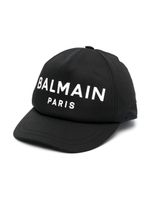 Balmain Kids casquette en coton à logo imprimé - Noir