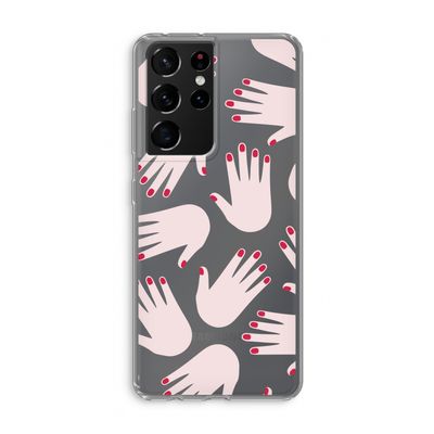 Hands pink: Samsung Galaxy S21 Ultra Transparant Hoesje