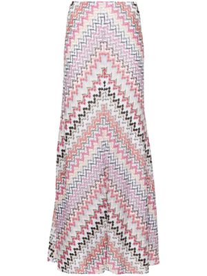 Missoni jupe longue en maille zig-zag - Rose