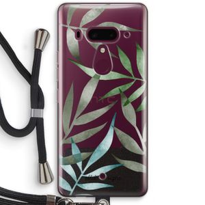 Tropical watercolor leaves: HTC U12+ Transparant Hoesje met koord