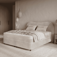 Boxspring Met Opbergruimte Arcus Beige 180x200 Cm Direct Leverbaar & Normale Instap & Medium & 7 Comfortzones Dreamhouse - Dekbed-Discounter.nl