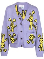 Natasha Zinko logo-print V-neck cardigan - Violet - thumbnail