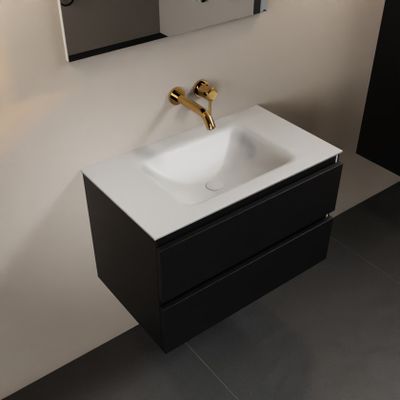 Mondiaz Aivy 80 cm badmeubelset urban - met wastafel talc zonder kraangaten met spiegel