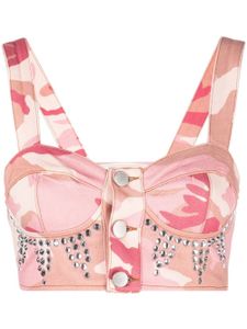 Alessandra Rich bustier à ornements en cristaux - Rose