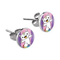 Oorknopjes met Chubby Unicorn Design Chirurgisch staal 316L Oorbellen