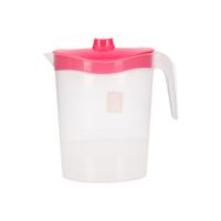 Waterkan/sapkan met roze deksel - 2,5 liter - kunststof - 11 x 26 cm - thumbnail