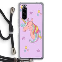 Roze eenhoorn: Sony Xperia 5 Transparant Hoesje met koord