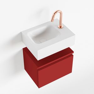 Toiletmeubel Mondiaz Andor | 40 cm | Meubelkleur Fire | Lex vrijhangend wastafel Talc Links | 1 kraangat