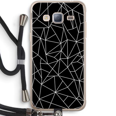Geometrische lijnen wit: Samsung Galaxy J3 (2016) Transparant Hoesje met koord