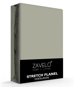 Zavelo Stretch Flanel Hoeslaken Khaki-Lits-jumeaux (180x200 cm)