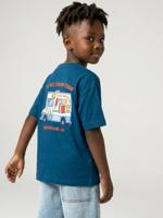 Jongensshirt met motief op de voor- en achterkant oceaanblauw