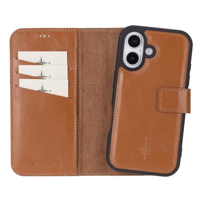 NorthLife iPhone 16 - Leren Afneembare 2-in-1 bookcase telefoonhoes - Cognac