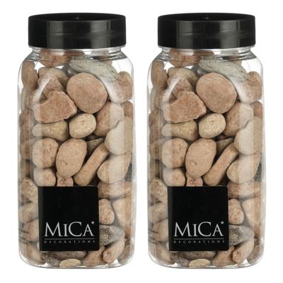 Mica Decorations decoratie stenen - 2x - 650ml - groot - roestbruin mix - hobby steentjes Mica Decorations decoratie stenen - 2x - 650ml - groot - roestbruin mix - hobby steentjes