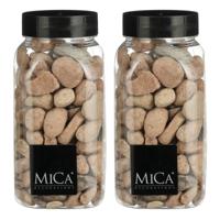 Mica Decorations decoratie stenen - 2x - 650ml - groot - roestbruin mix - hobby steentjes