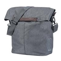Basil city shopper - fietsshopper, grijs melee, 14-16l, vegan leder, waterkerende vouwsluiting, reflectie