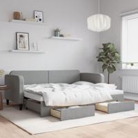 Slaapbank met onderschuifbed en lades 80x200 cm stof lichtgrijs