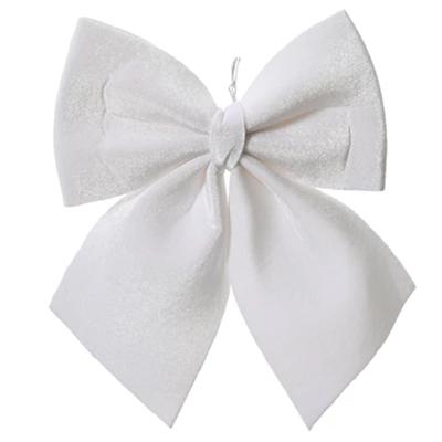Decoris Deoratie strik - wit - polyester - glanzend - 24 cm - Bruiloft/feest versiering