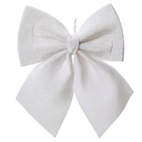 Decoris Deoratie strik - wit - polyester - glanzend - 24 cm - Bruiloft/feest versiering