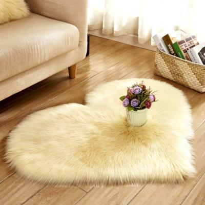 Liefde hart tapijten kunstmatige wol schapenvacht harige tapijt faux vloer mat bont Plain pluizig zachte gebied rug Tapetes grootte: 40 * 50cm (geel)