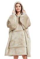 Badrock Luxe fleece deken met capuchon -  zandkleur - thumbnail