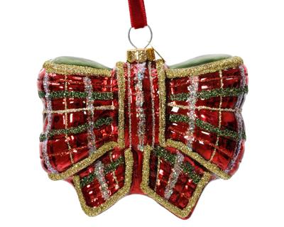 Strik glas l3.4b8.8h8 cm ossenbloed kerst - Decoris