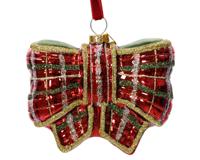 Strik glas l3.4b8.8h8 cm ossenbloed kerst - Decoris