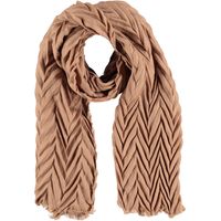 Sarlini Langwerpige Woven Plisse Sjaal Camel