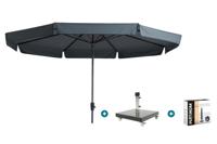 Madison Syros Luxe stokparasol Ø350 cm. - Grey met Granada voet en hoes Madison Syros Luxe stokparasol Ø350 cm. - Grey met Granada voet en hoes