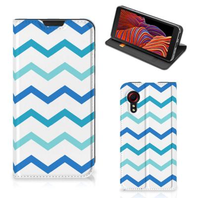 Samsung Galaxy Xcover 5 | Hoesje met Magneet | Zigzag Blauw