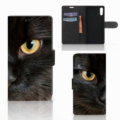 Sony Xperia XZ | Sony Xperia XZs | Telefoonhoesje | Met pasjeshouder | Zwarte Kat