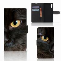 Sony Xperia XZ | Sony Xperia XZs | Telefoonhoesje | Met pasjeshouder | Zwarte Kat